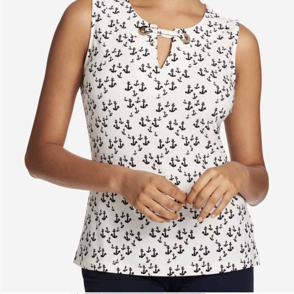 Tommy Hilfiger Anchor Print Sleeveless Top Small *C5